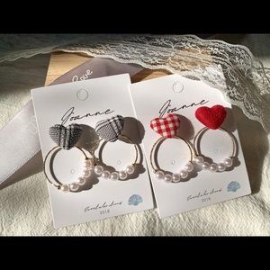 heart with faux pearl earrings